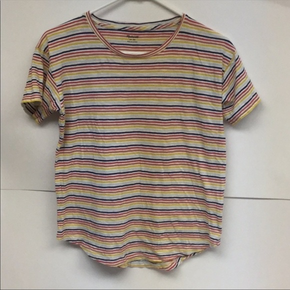Madewell Whisper Crewneck Tee in Rainbow Stripe - Picture 2 of 4